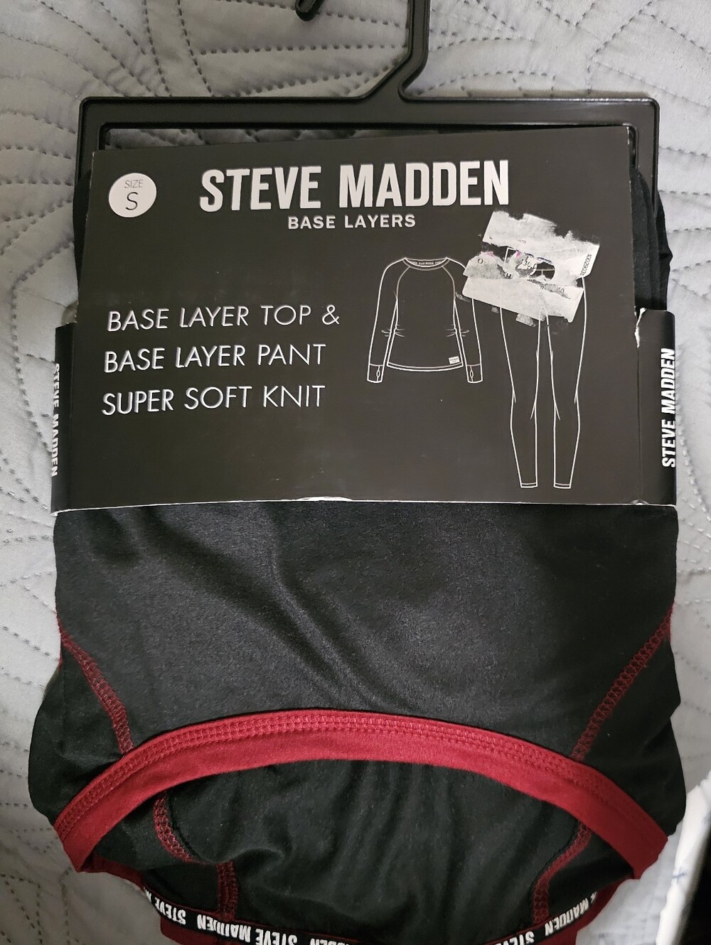 Steve Madden Black Base Layer Top & Pant with Red Accents